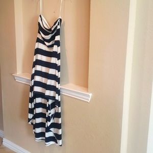 Navy Blue and White Striped Dress